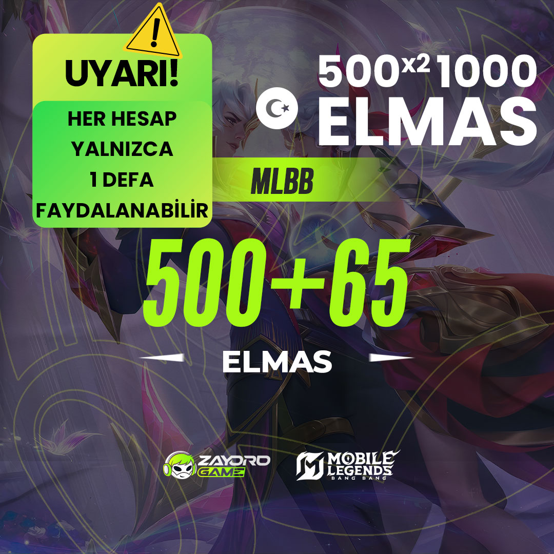 2x Bonus First Top Up 500+65 Diamonds (Türkiye)